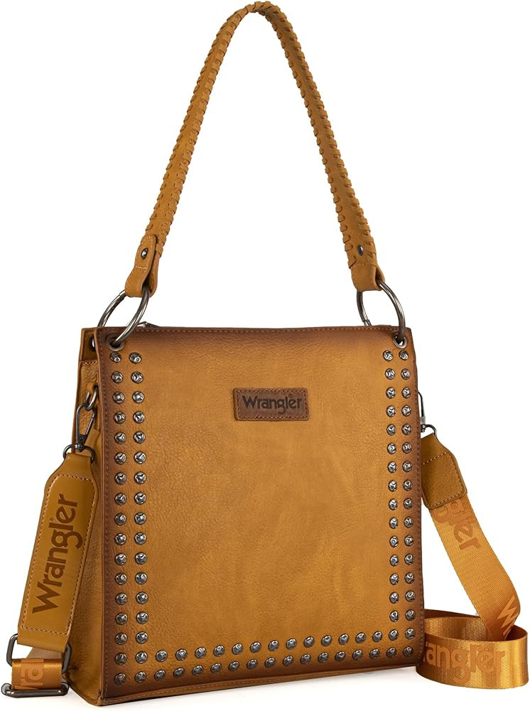 Wrangler Tote Shoulder Purse for Women Western Solid Vintage Satchel Crossbody Bag | Amazon (US)
