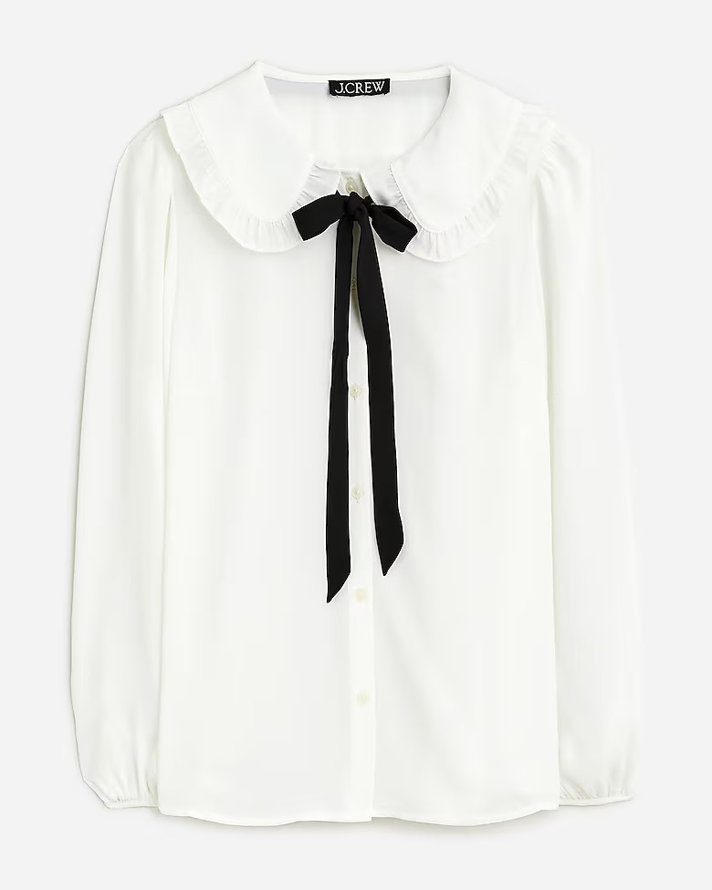 Drapey ruffle-collar button-up shirt | J. Crew US
