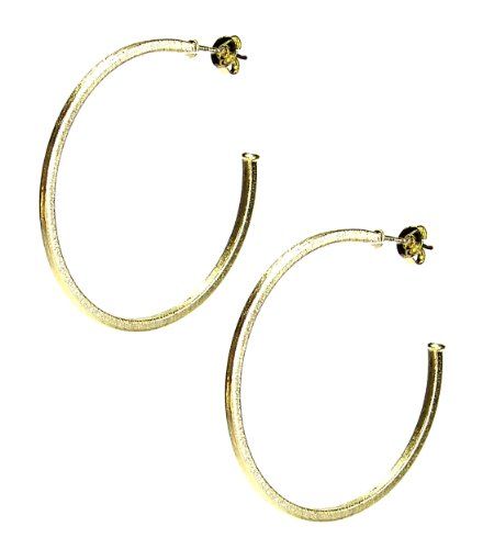 Sheila Fajl Perfect Hoop 1.75" Brush Gold Plated Earrings | Amazon (US)