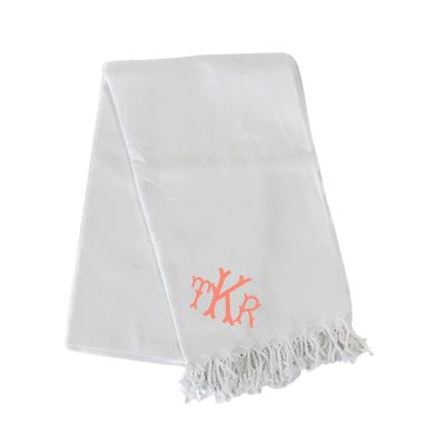 White Custom Monogram Towel | Sprinkled With Pink