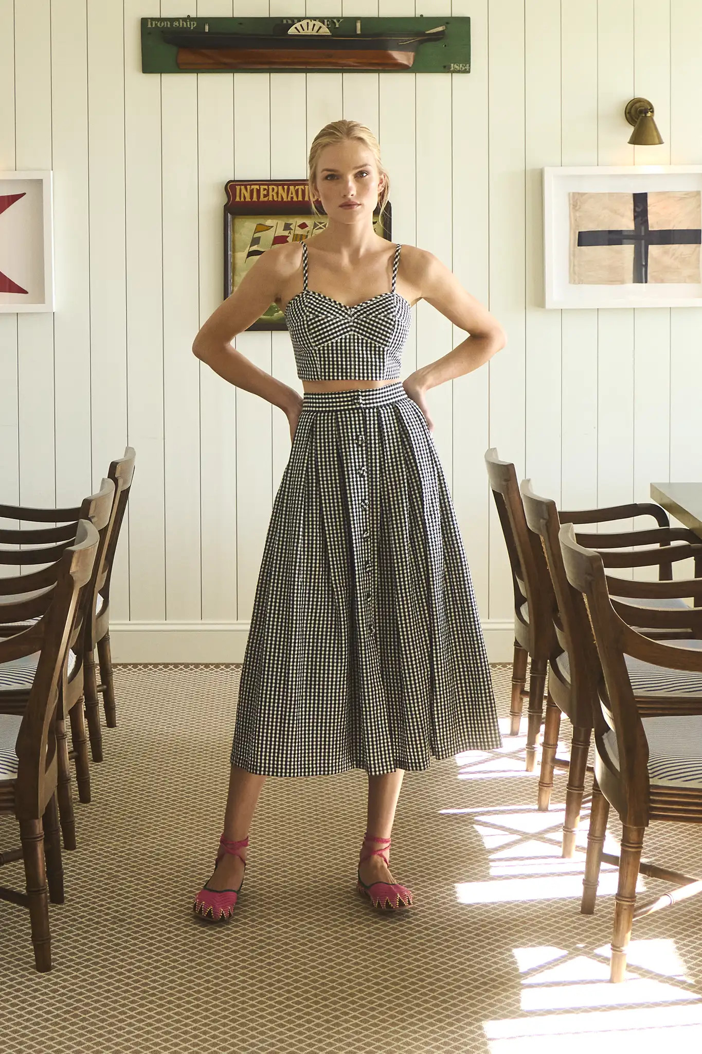 Eva Skirt | Black and White Seersucker Gingham Skirt | Hunter Bell | Hunter Bell