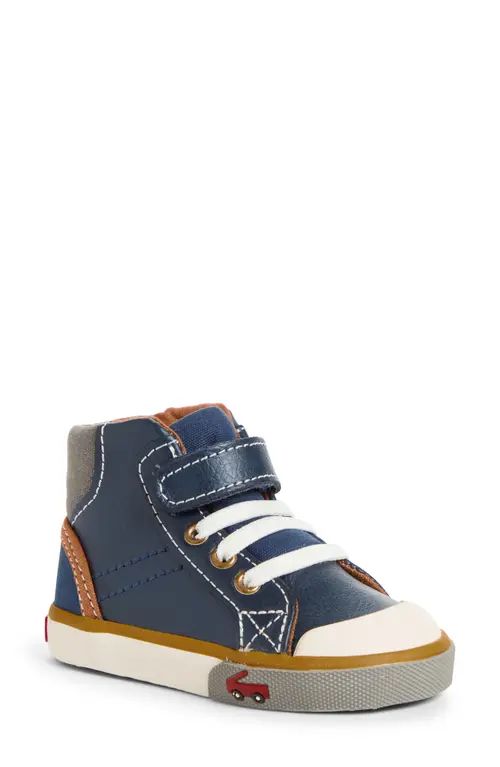 See Kai Run Dane High Top Sneaker in Navy Leather at Nordstrom, Size 5 M | Nordstrom
