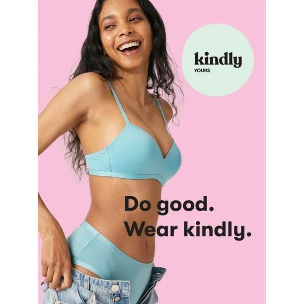 Kindly Yours Women's Sustainable Seamless V-Neck Bralette | Walmart (US)