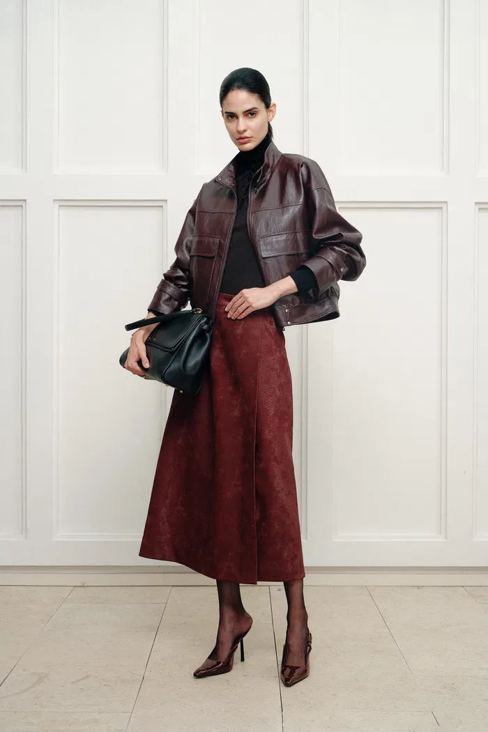 Gia Trench Style Collar Short Jacket in Faux Leather | Fabrique