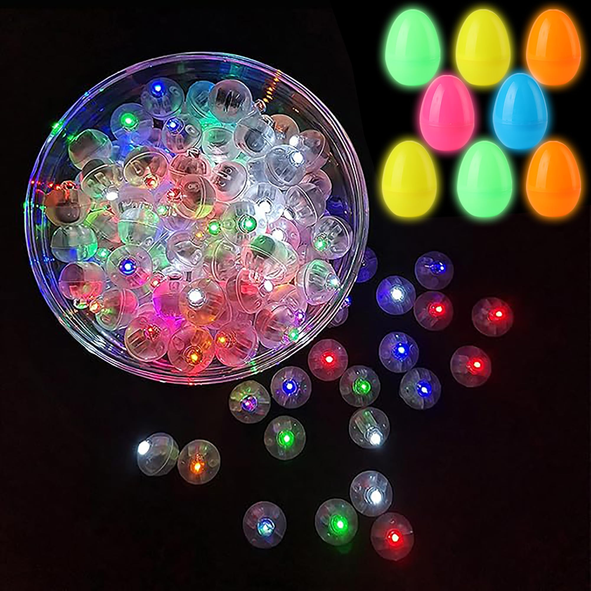 48Pcs Easter Eggs with Mini Mini Colored Light for Kids Glow-In-The-Dark, Easter Basket Stuffers ... | Amazon (US)