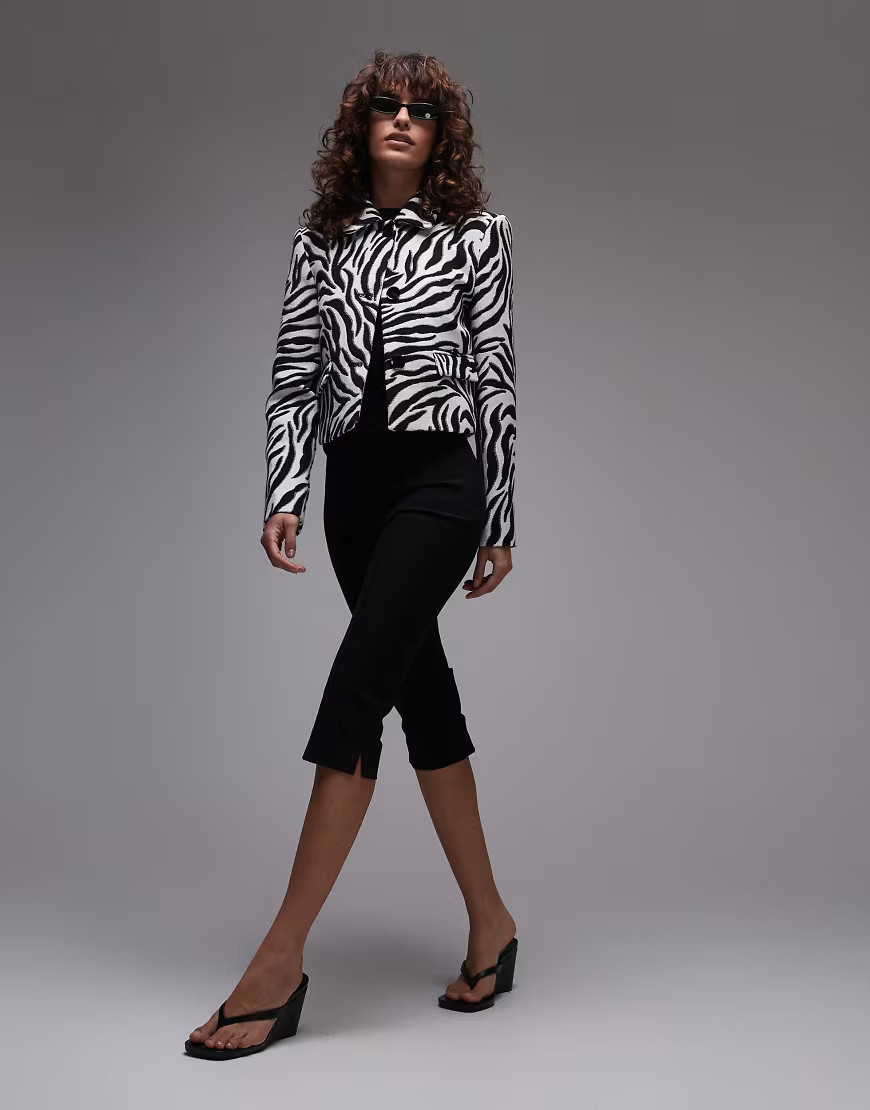 Mango zebra print cropped jacket in white | ASOS (Global)