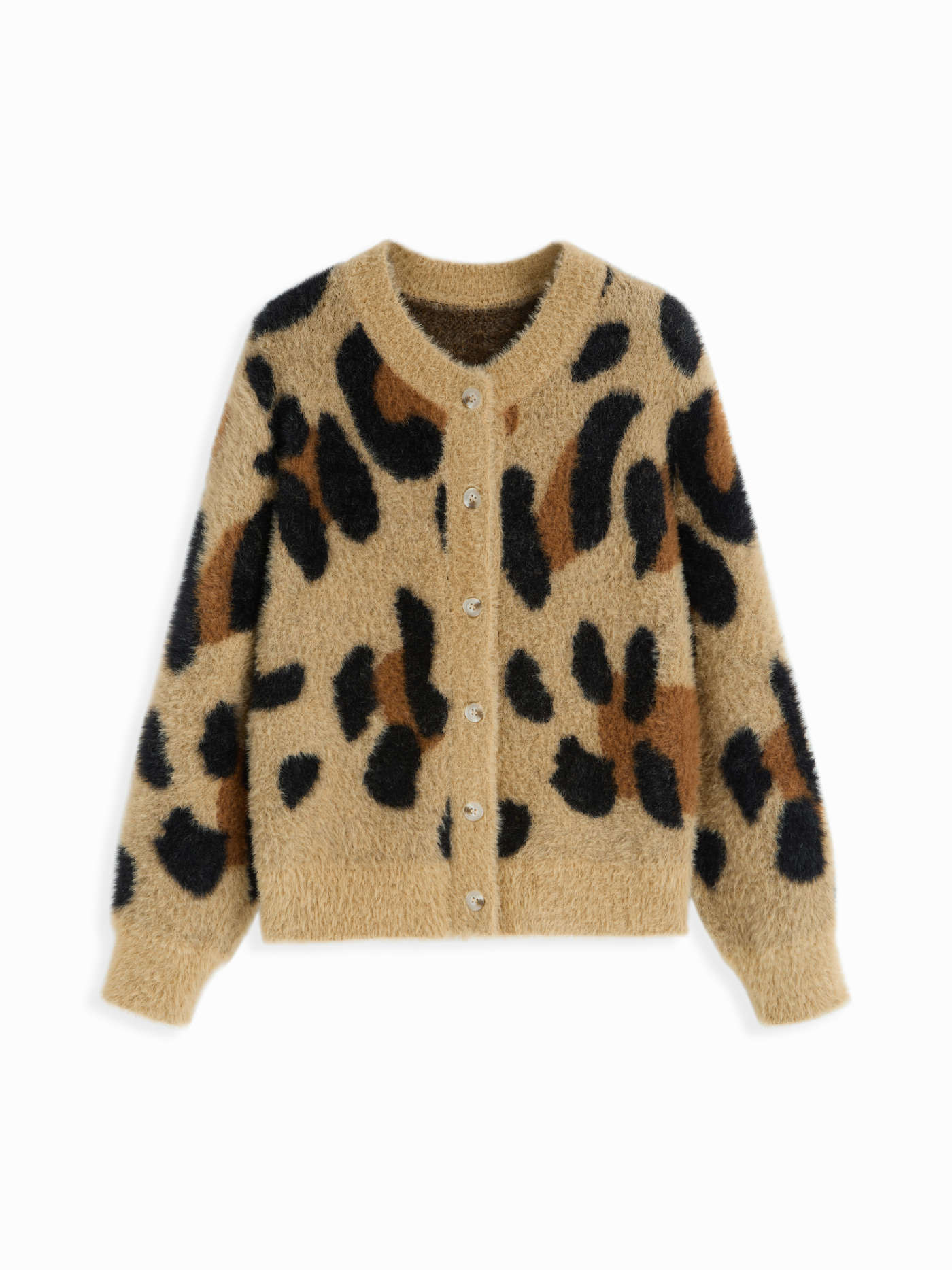 Strickjacke mit langen Ärmeln und Leopardmuster | Cider