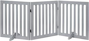 unipaws Freestanding Wooden Dog Gate, Foldable Pet Gate with 2Pcs Support Feet Dog Barrier Indoor... | Amazon (US)