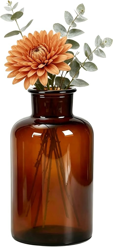 500ml Amber Glass Vase with Hemp Rope & DIY Stickers | Amazon (US)