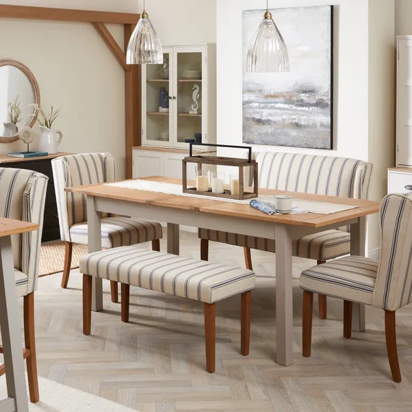 Oswald Set of 2 Dining Chairs, Folkstone Blue Stripe Fabric | Dunelm (migrated)