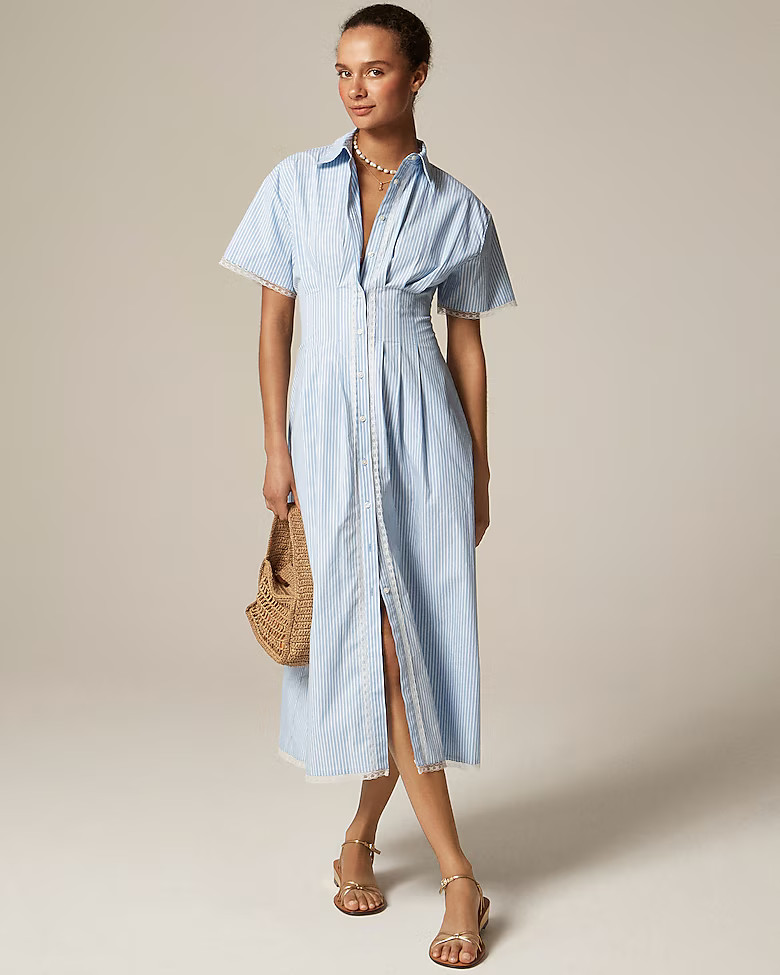 Wren lace-trim shirtdress in stripe | J. Crew US