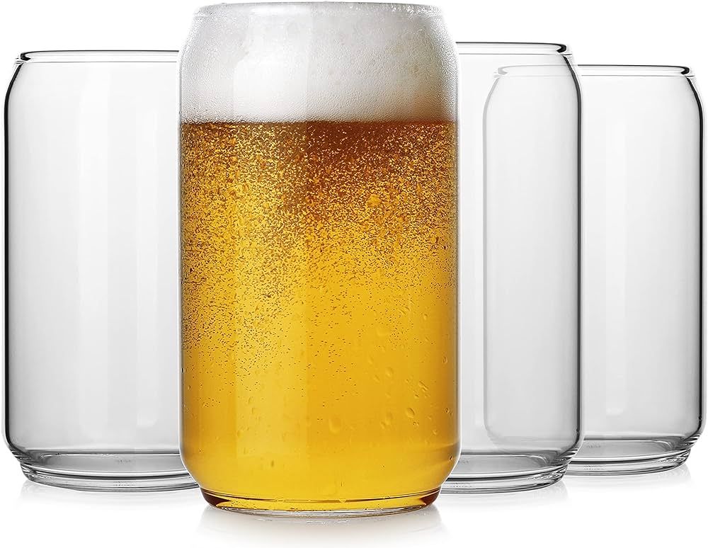 Large Beer glasses,20 oz Can Shaped Beer Glasses Set of 4,Elegant Shaped Drinking Glasses is Idea... | Amazon (US)