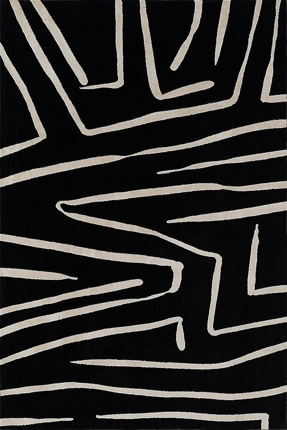 Momeni Noho Polyester Area Rug, Black, 3'11" X 5'7" Sized Rug for Living Room, Bedroom, Dining Ro... | Amazon (US)