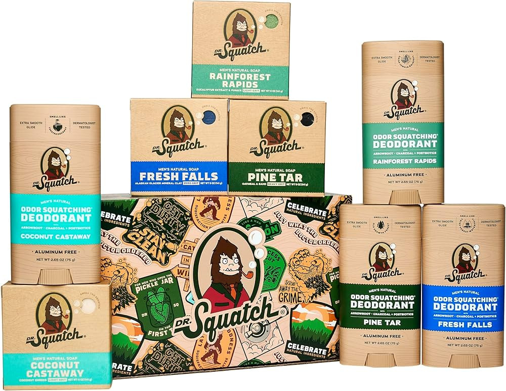 Dr. Squatch 2025 Holiday Bundle - Men's Natural 4 Soap and 4 Deodorant Gift Set - Cold Process So... | Amazon (US)