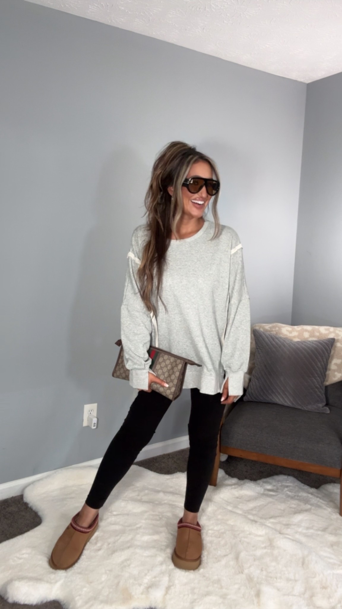 FREE PEOPLE DUP3 Alert! 🚨 

Wearing XL, I would say this is equal to a FP Small. Size up or down according to how you like your fit. I don’t like when my oversized sweatshirts grab my butt, so I’m happy w/ my choice 😂

LEGGINGS INFO:
These are the BEST, stretchy and comfy!! Obsessed! One size

#LTKdayinmylife #LTKmomlife #LTKTravel