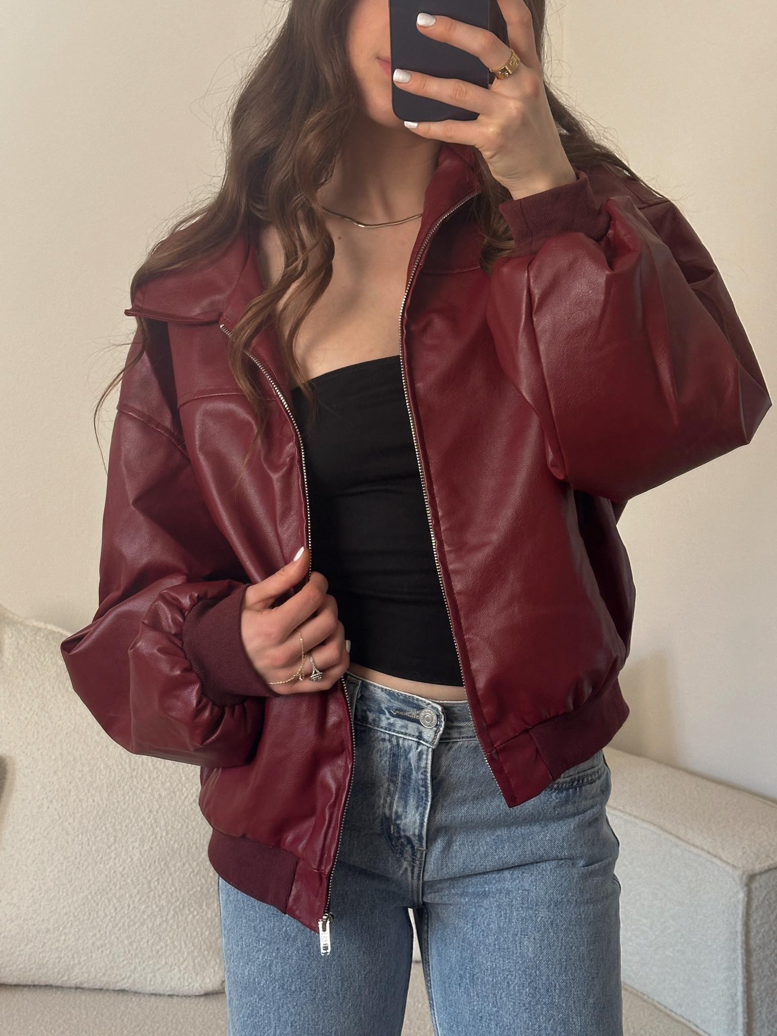 The perfect oversized red leather bomber jacket from Amazon! Wearing a size large! 

#LTKStyleTip #LTKHoliday #LTKFindsUnder50