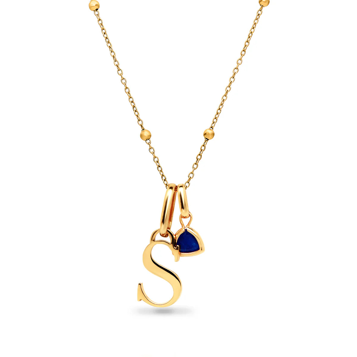 Personalized Initial & Droplet Birthstone Necklace (Gold) | Abbott Lyon
