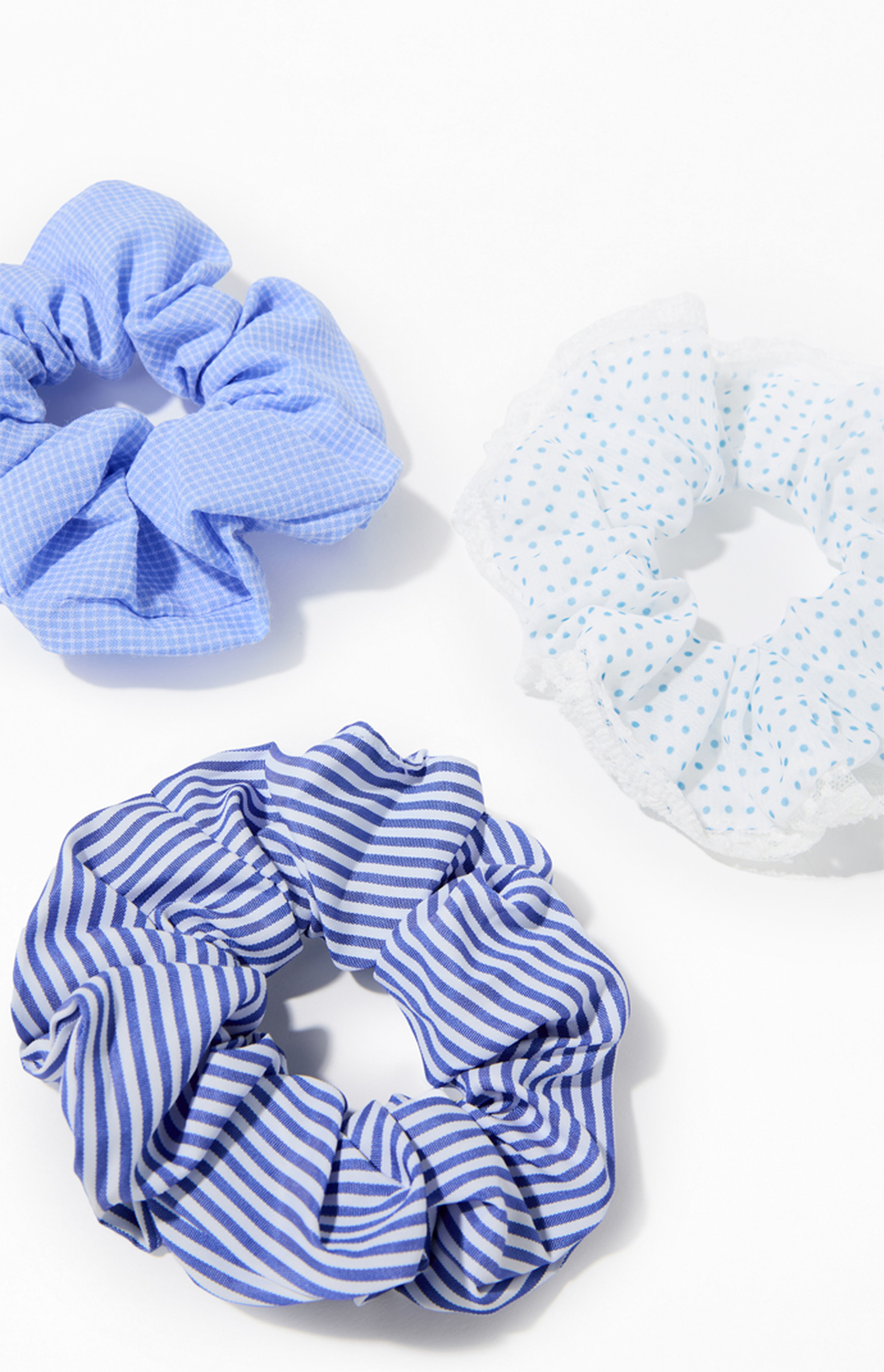 LA Hearts 3 Pack Blue Mixed Print Scrunchies | PacSun