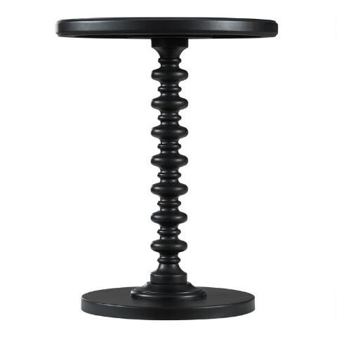 Round Wood Bobbin Pedestal Accent Table | World Market