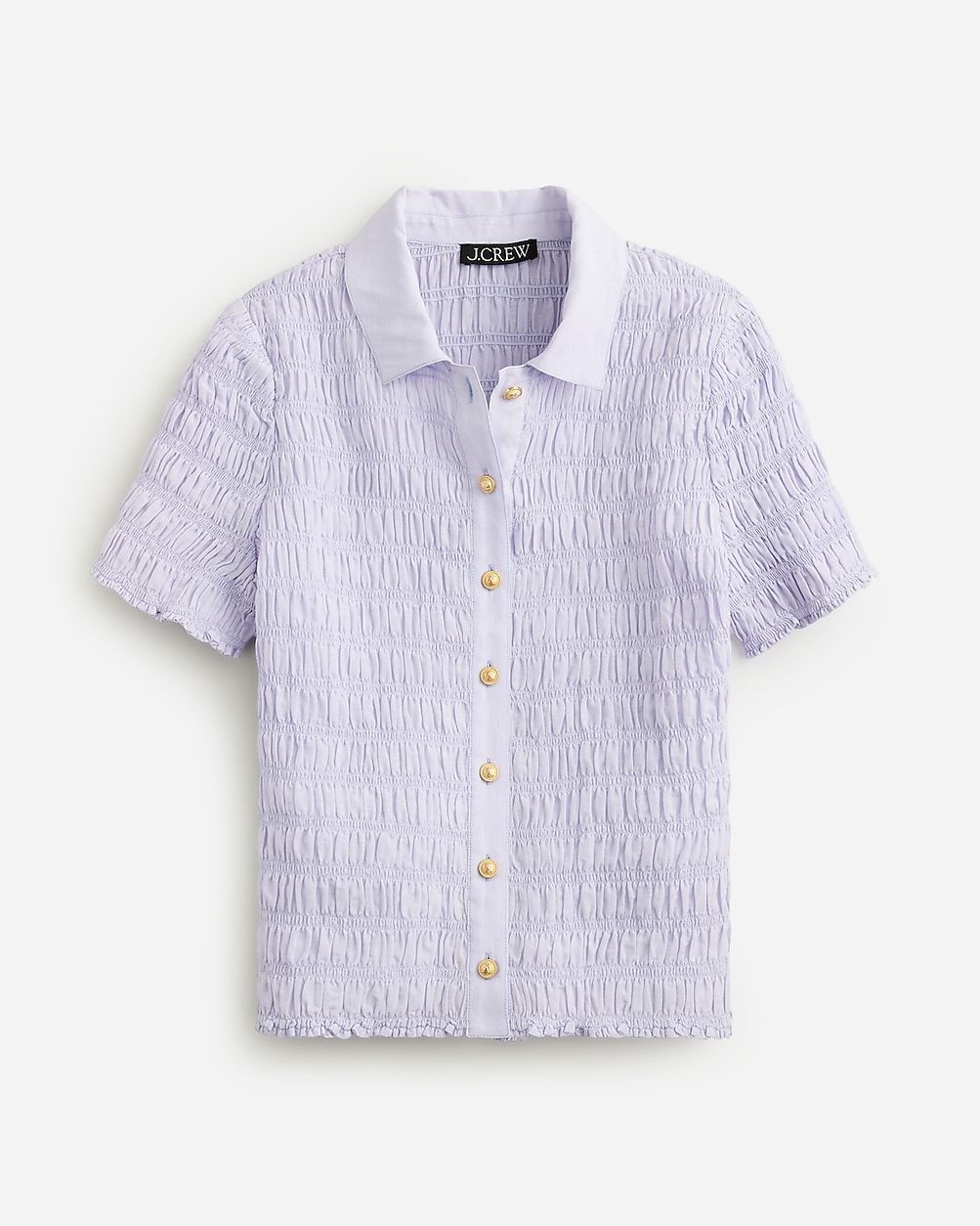 Smocked button-up shirt in cotton-blend voile | J.Crew US