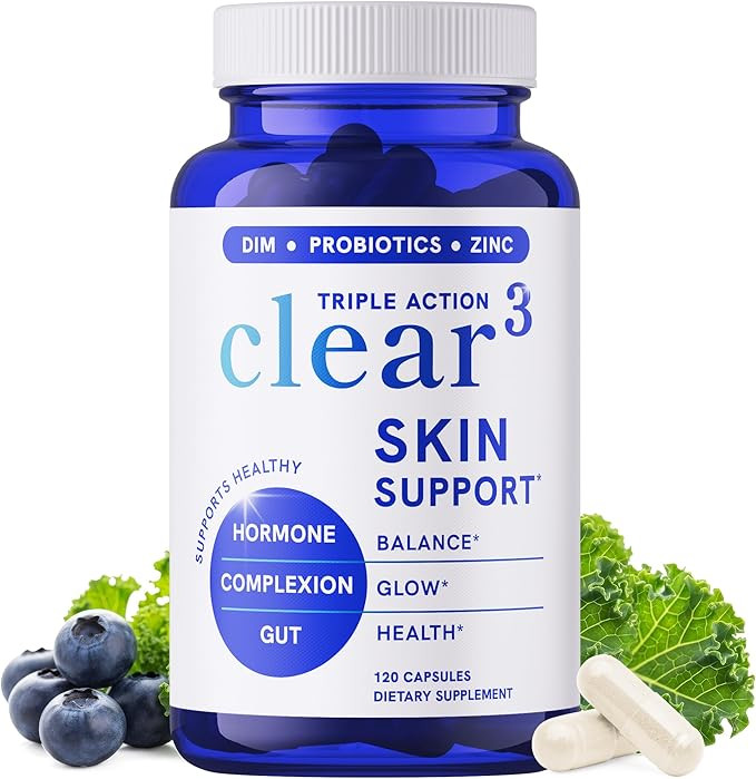Clear Skin Supplement with Zinc, DIM & Probiotics | Doctor-Formulated | 3-in-1 Hormone, Gut & Com... | Amazon (US)