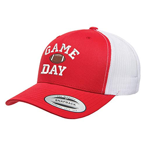 Love Sketches Embroidered Game Day Football Trucker Snapback Cap Mesh Back Men and Women (Red/White-GDFBwt) | Amazon (US)