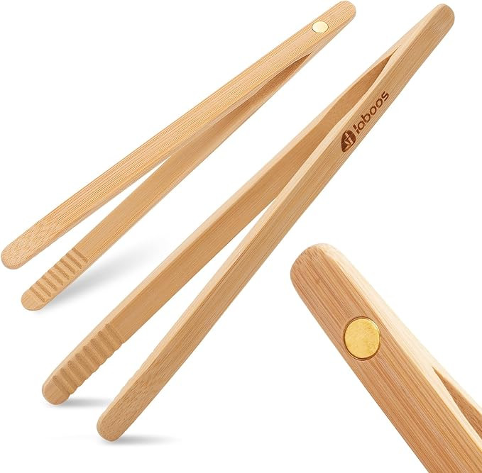 Magnetic Classic Bamboo Toast Tongs - Wood Cooking Tong,Ideal for Toaster,Fruits, Bread & Pickles... | Amazon (US)