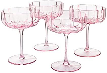 Flower Vintage Glass Coupes 7oz by The Wine Savant - Colorful Cocktail, Martini & Champagne Glass... | Amazon (US)