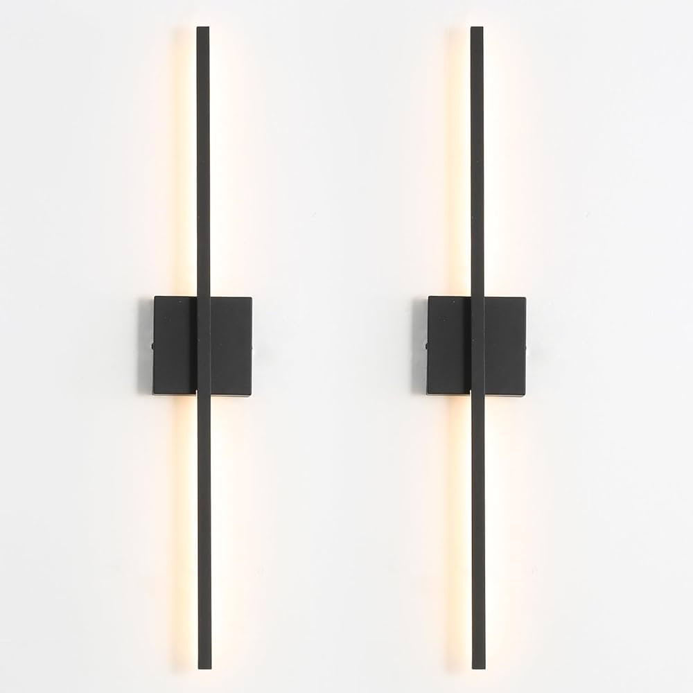 Wall Sconces Set of Two, LED Dimmable Sconces Wall Lighting, Black Modern Wall Sconce Light for B... | Amazon (US)