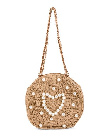 Solid Tote With Heart Pearl Detail | TJ Maxx