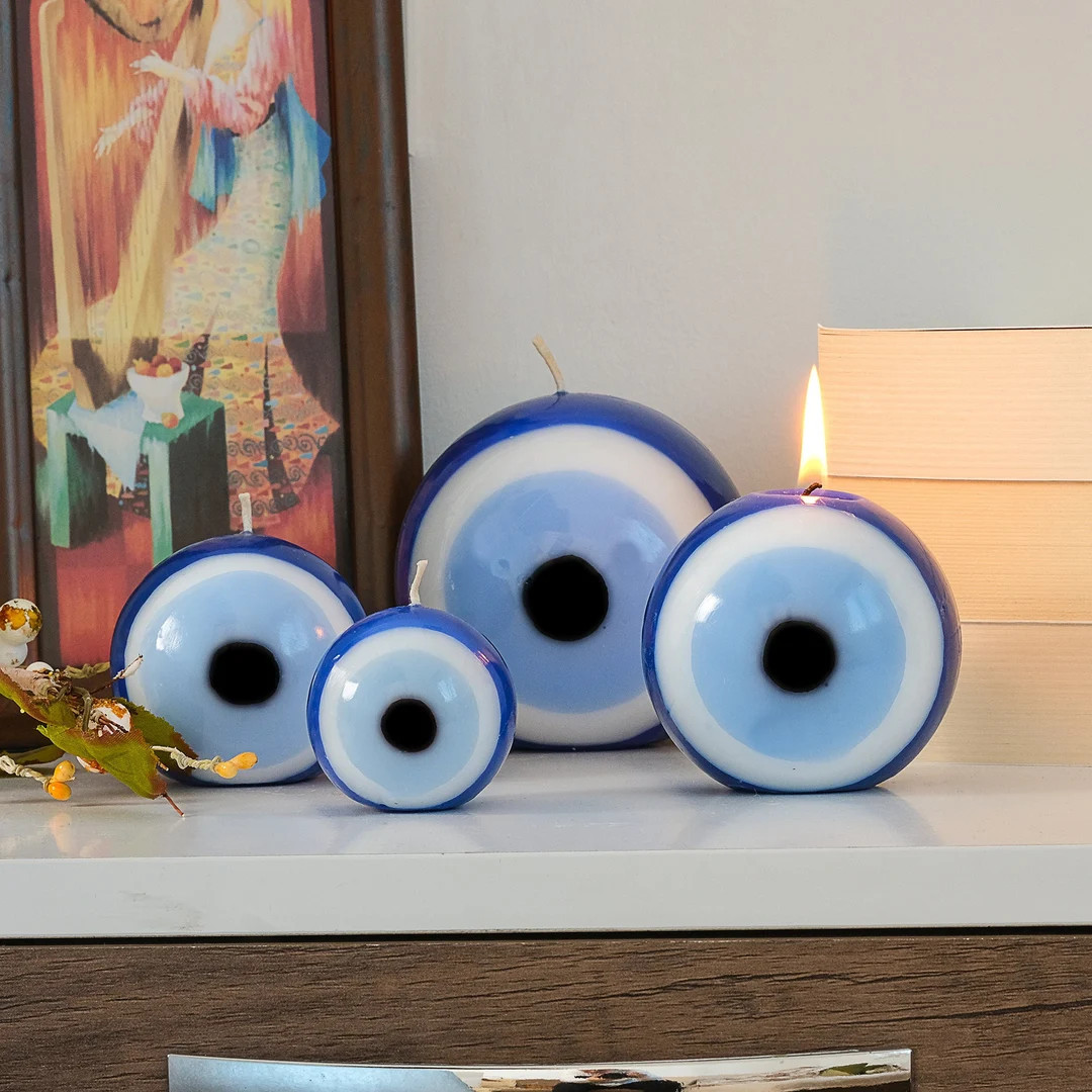 Blue Evil Eye Candle Nazar Home Decor Handmade Unscented - Etsy | Etsy (US)