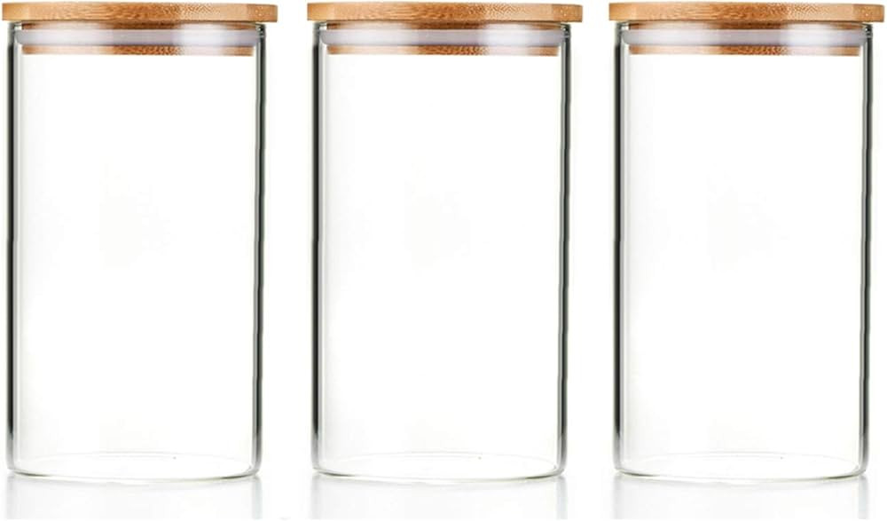 SWEEJAR 40 oz Glass Canisters with Airtight Bamboo Lid(set of 3), Food Storage Jar for Kitchen, D... | Amazon (US)