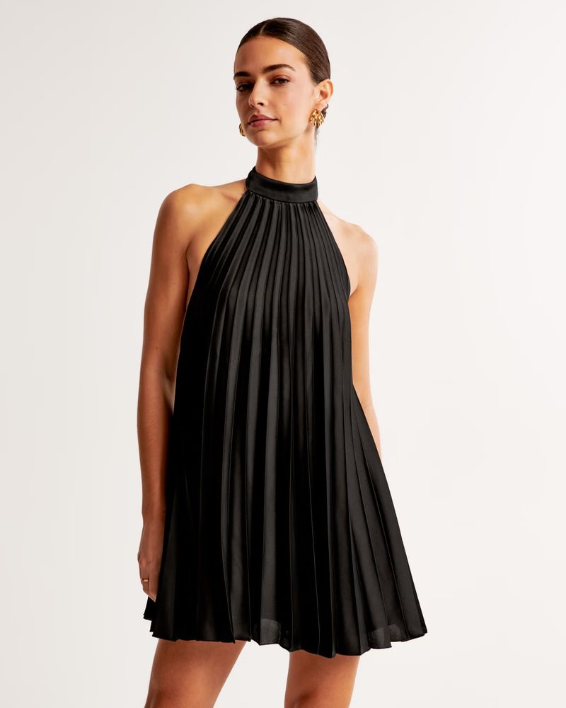 Women's The A&F Giselle Pleated Trapeze Mini Dress | Women's Clearance | Abercrombie.com | Abercrombie & Fitch (US)
