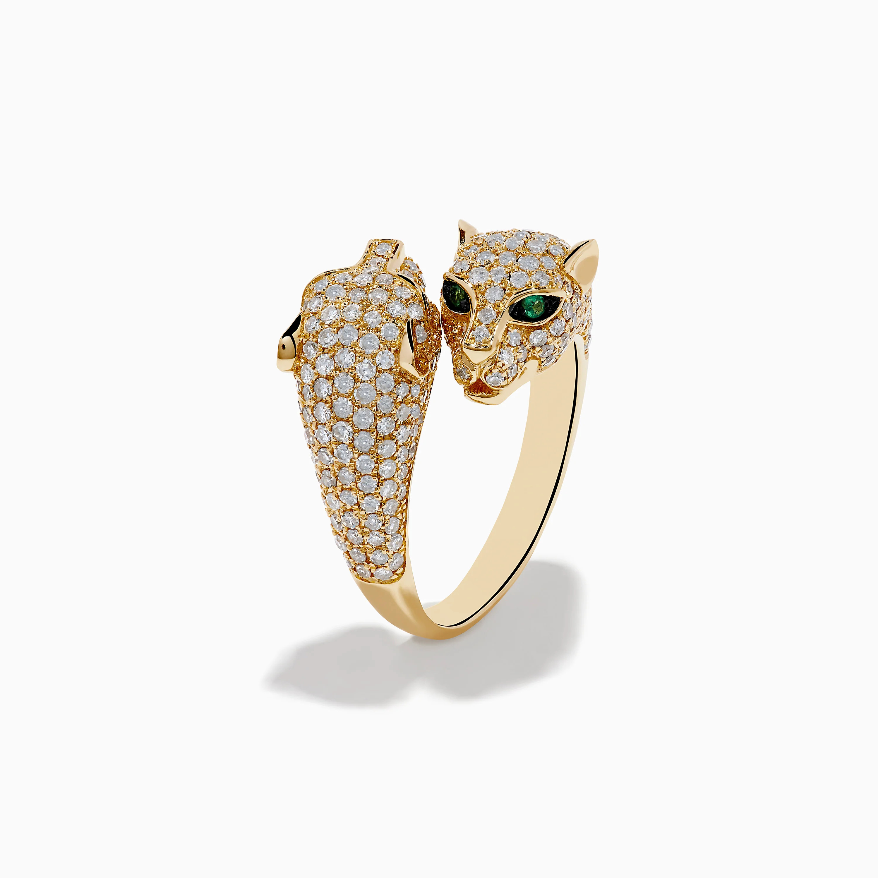 Signature 14K Yellow Gold Diamond and Emerald Panther Bypass Ring | Effy Jewelry