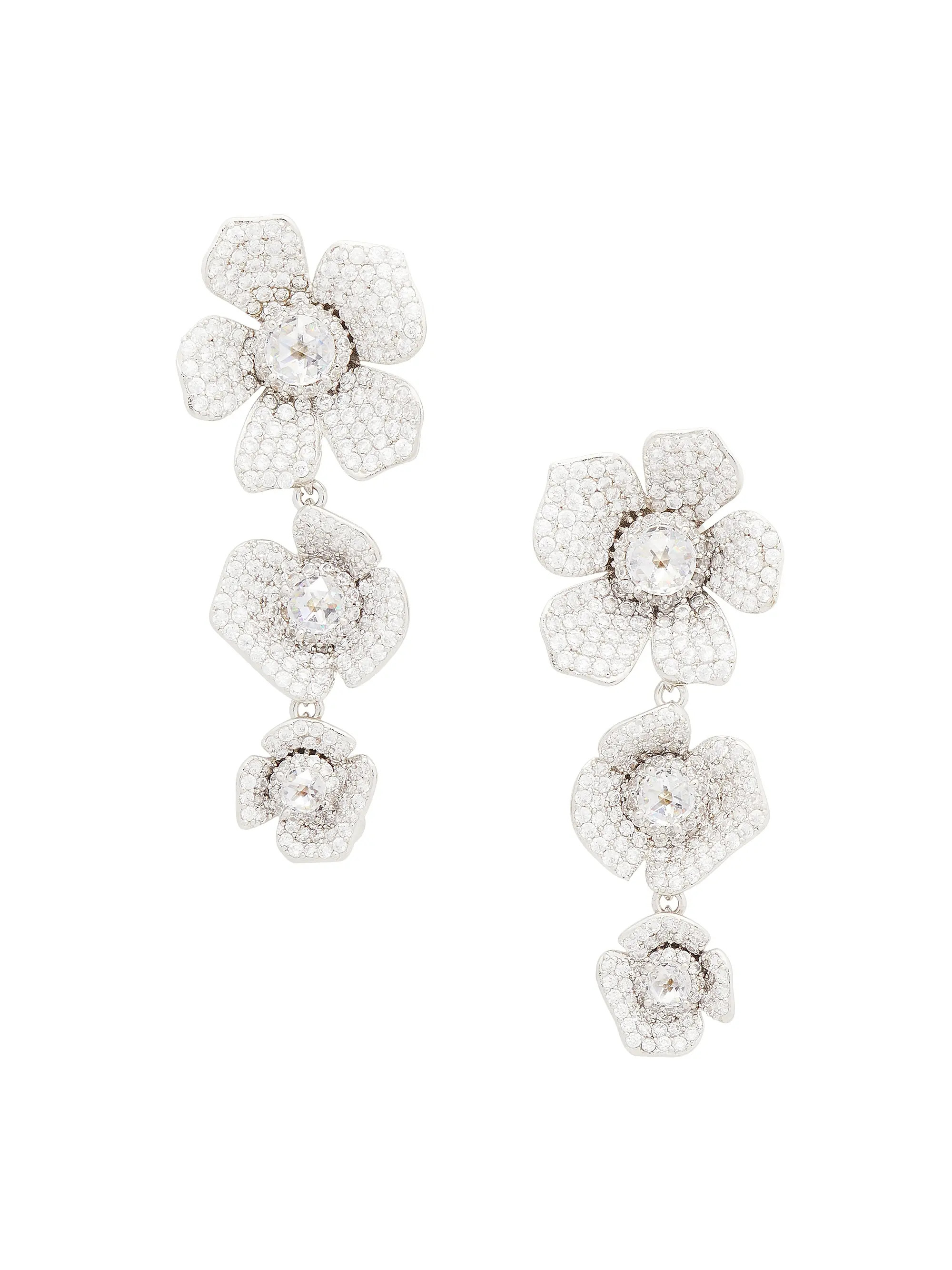 Shop kate spade new york Poppy Power Silvertone Or Goldtone &amp; Cubic Zirconia Flower Drop Earr... | Saks Fifth Avenue