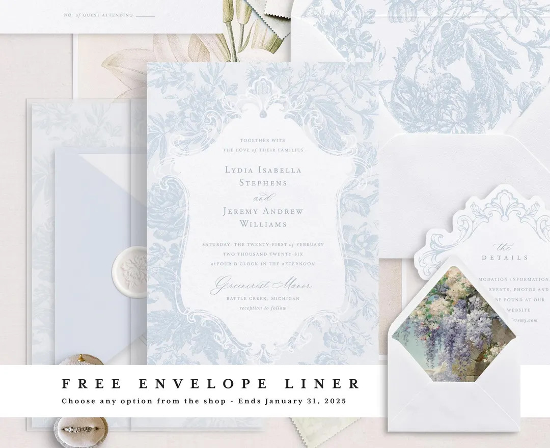 Printable Wedding Invitation Template Set With Blue Floral Toile Pattern, Editable Wedding Invite... | Etsy (US)