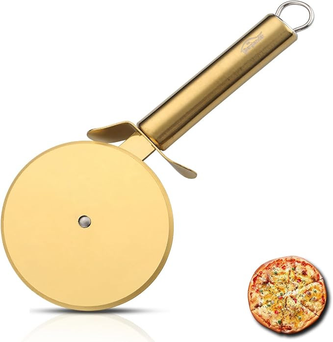 Berglander Pizza Wheel, Gold Titanium Plating Stainless Steel Pizza Cutter, Super Sharp Pizza Sli... | Amazon (US)