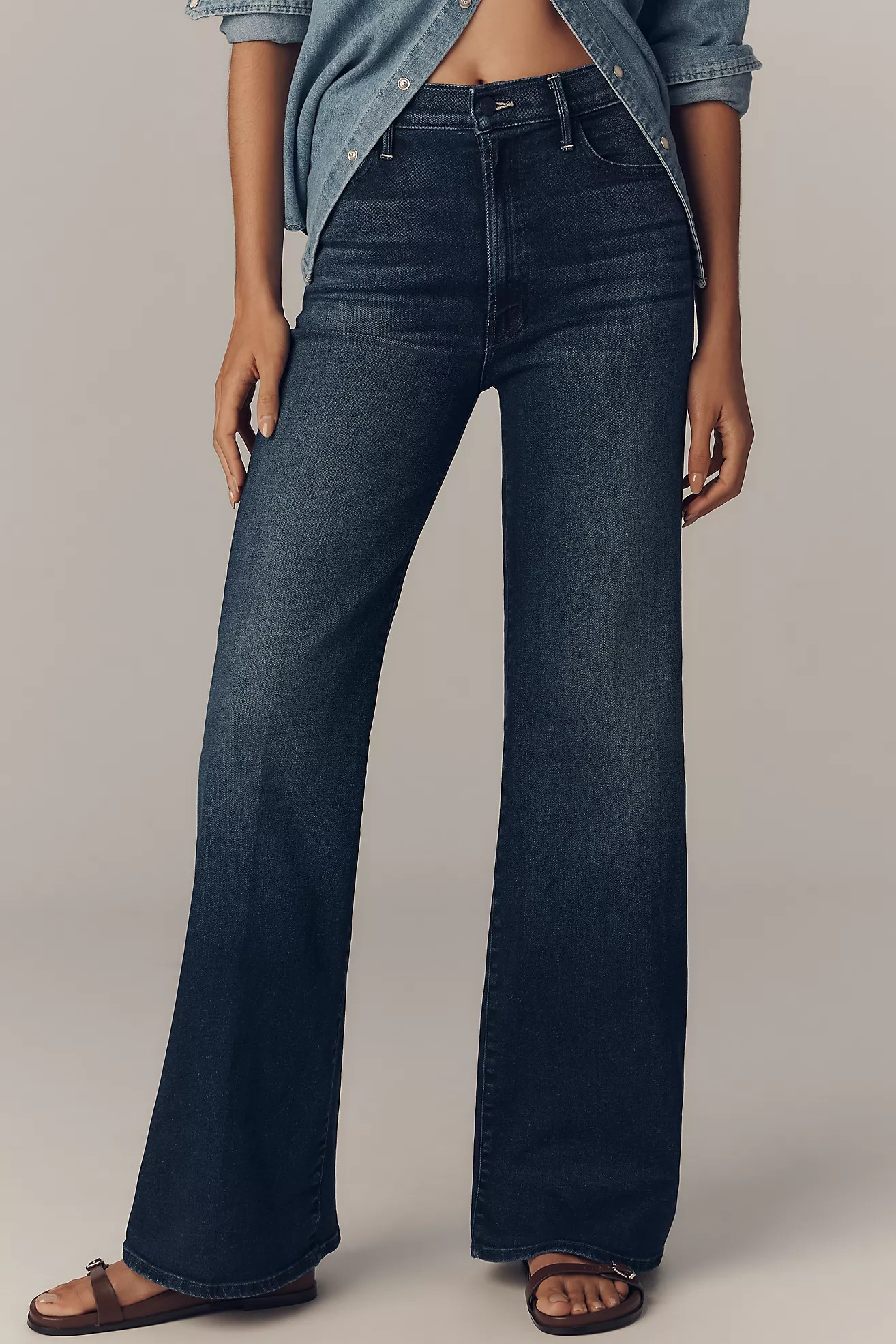 MOTHER The Hustler Roller Sneak High-Rise Wide-Leg Jeans | Anthropologie (US)