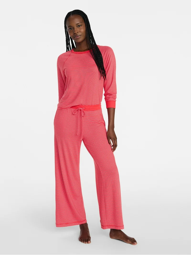 Joyspun Women's Cozy Lounge Collection Hacci Long Sleeve Top and Pants Pajama Set, 2-Piece, Sizes... | Walmart (US)