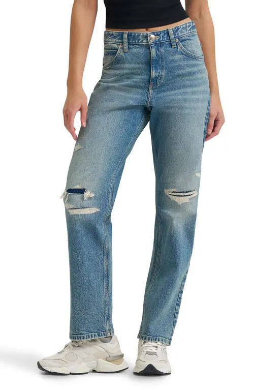 Lee Rider™ Ripped Classic Straight Leg Jeans in Spring Back Dx at Nordstrom, Size 29 | Nordstrom