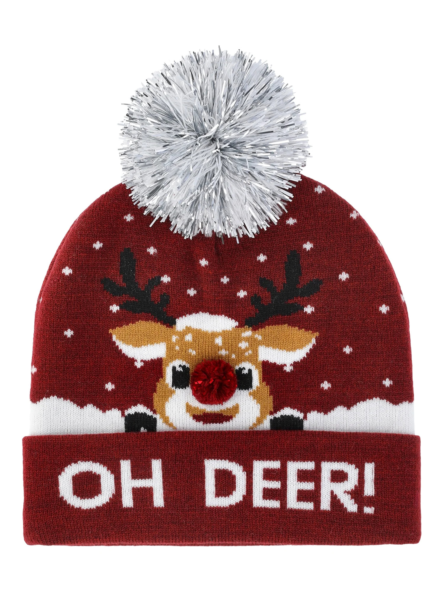 Holiday Time Women's Oh Deer Beanie, One Size, Red | Walmart (US)