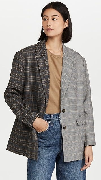 Oversized Contrast Plaid Blazer | Shopbop