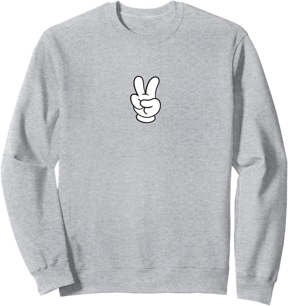 Mickey And Friends Peace Sign Iconic Mickey Glove Chest Logo Sweatshirt | Amazon (US)