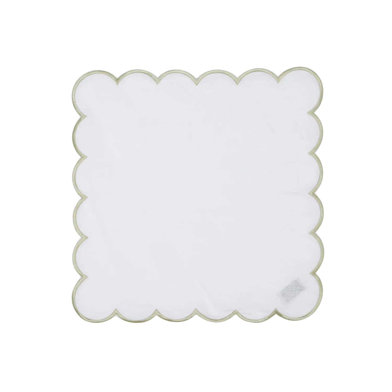 White and Sage Scalloped Napkin - Set of 4 | In the Roundhouse