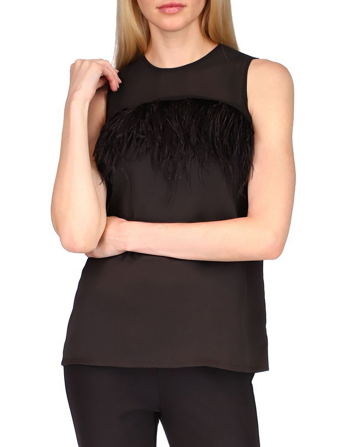 Feather Trim Sleeveless Top | Bloomingdale's (US)