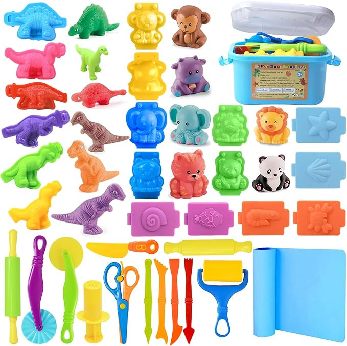 Dough Tool Set, 31 Pcs Basic Dough Tools Kits for Kids, Dough Accessories Includes Storage Contai... | Amazon (US)