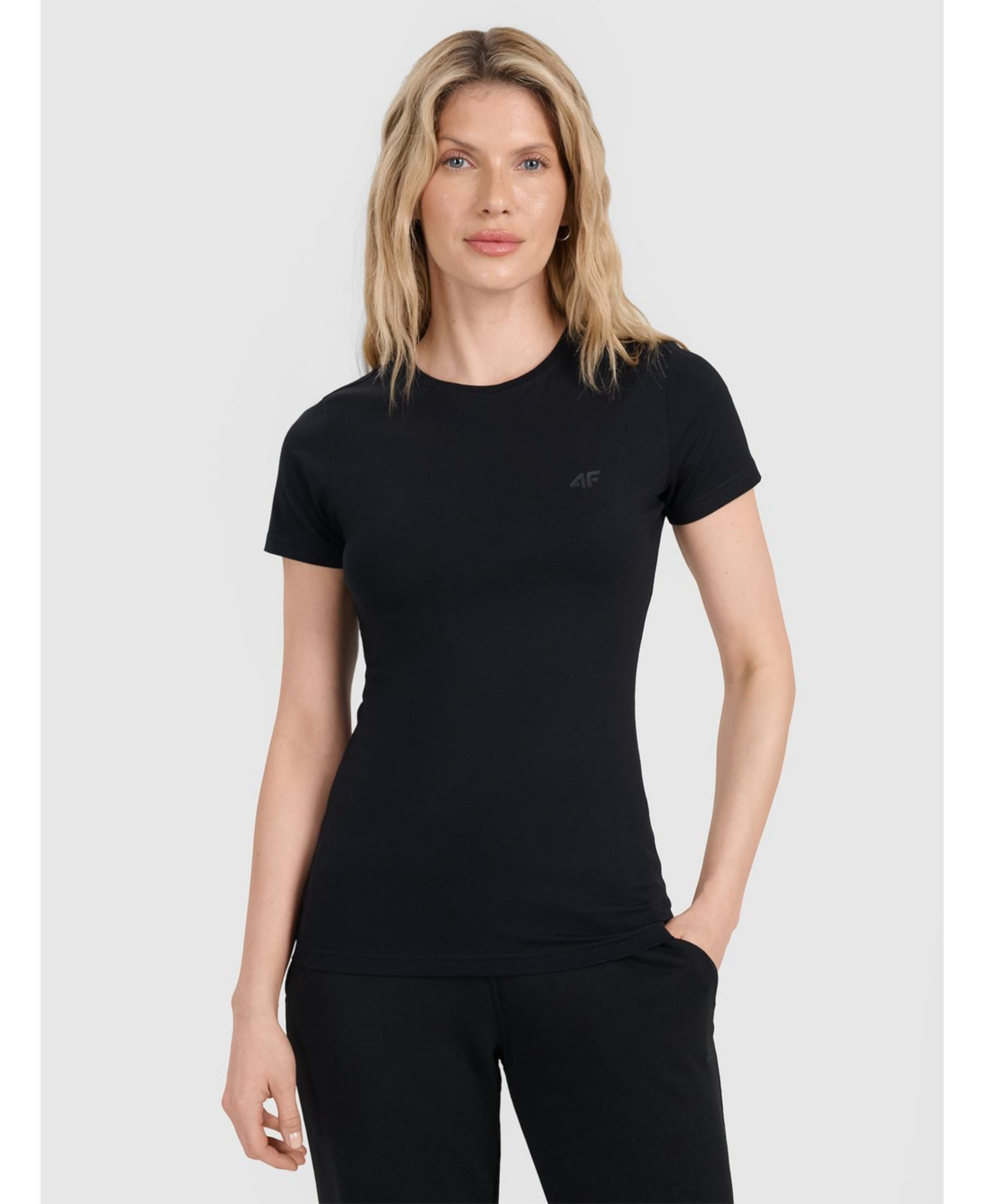 4F Women's Slim Plain T-Shirt - Deep black | Macy's