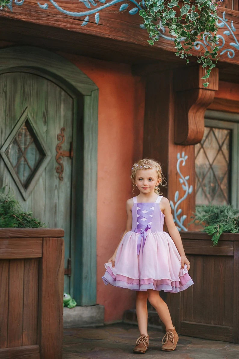 Rapunzel Dress,girls Fancy Ballgown, Halloween Costume, Princess Birthday Dress, Tangled Cosplay,... | Etsy (US)