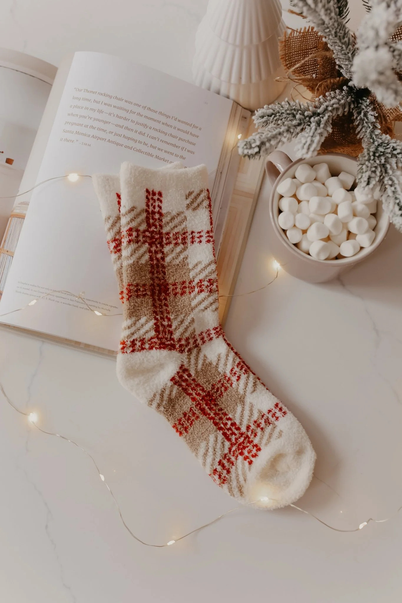 Free People Ivory Combo Hilarie Plaid Crew Socks | Magnolia Boutique
