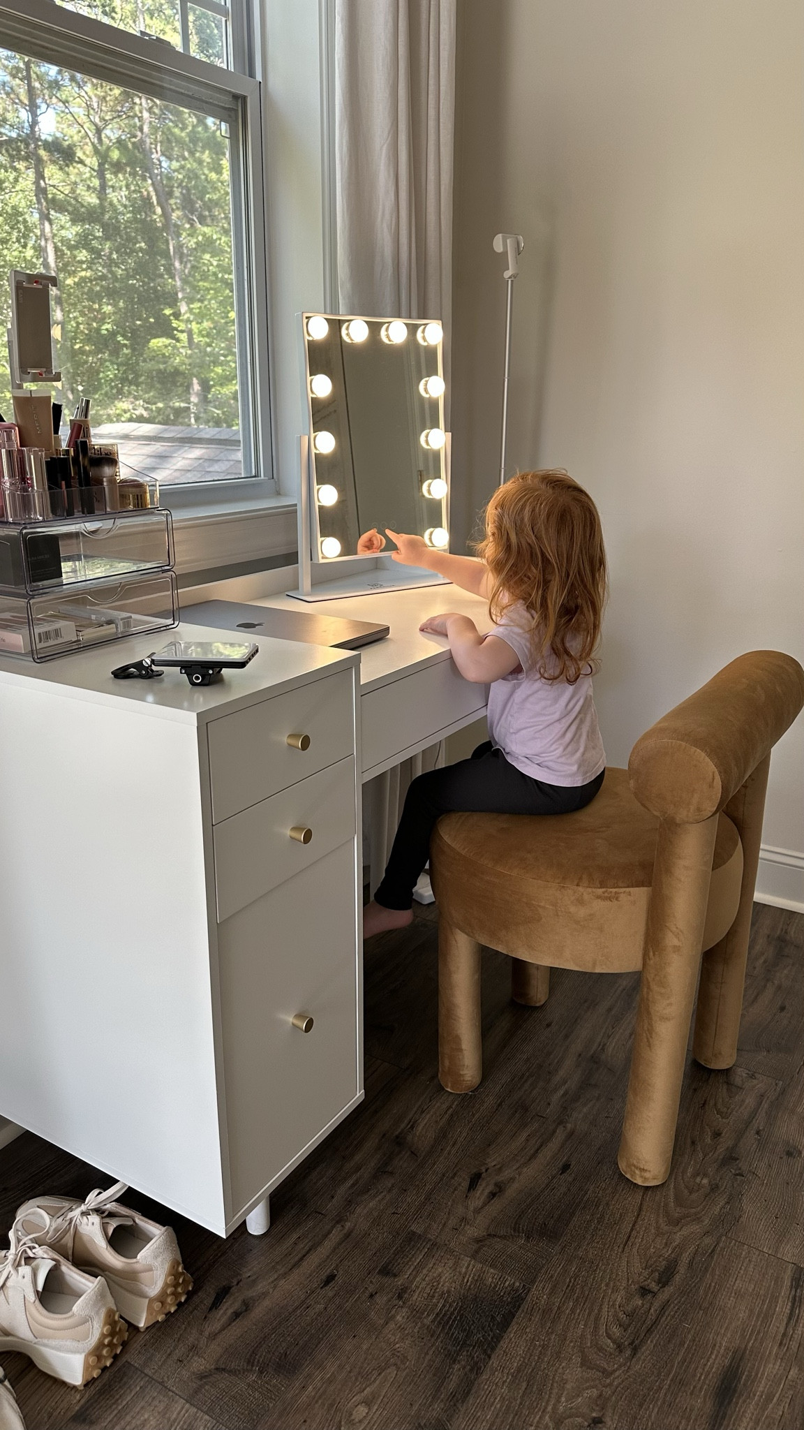 Vanity, chair, and lighted mirror from Amazon! 

 
